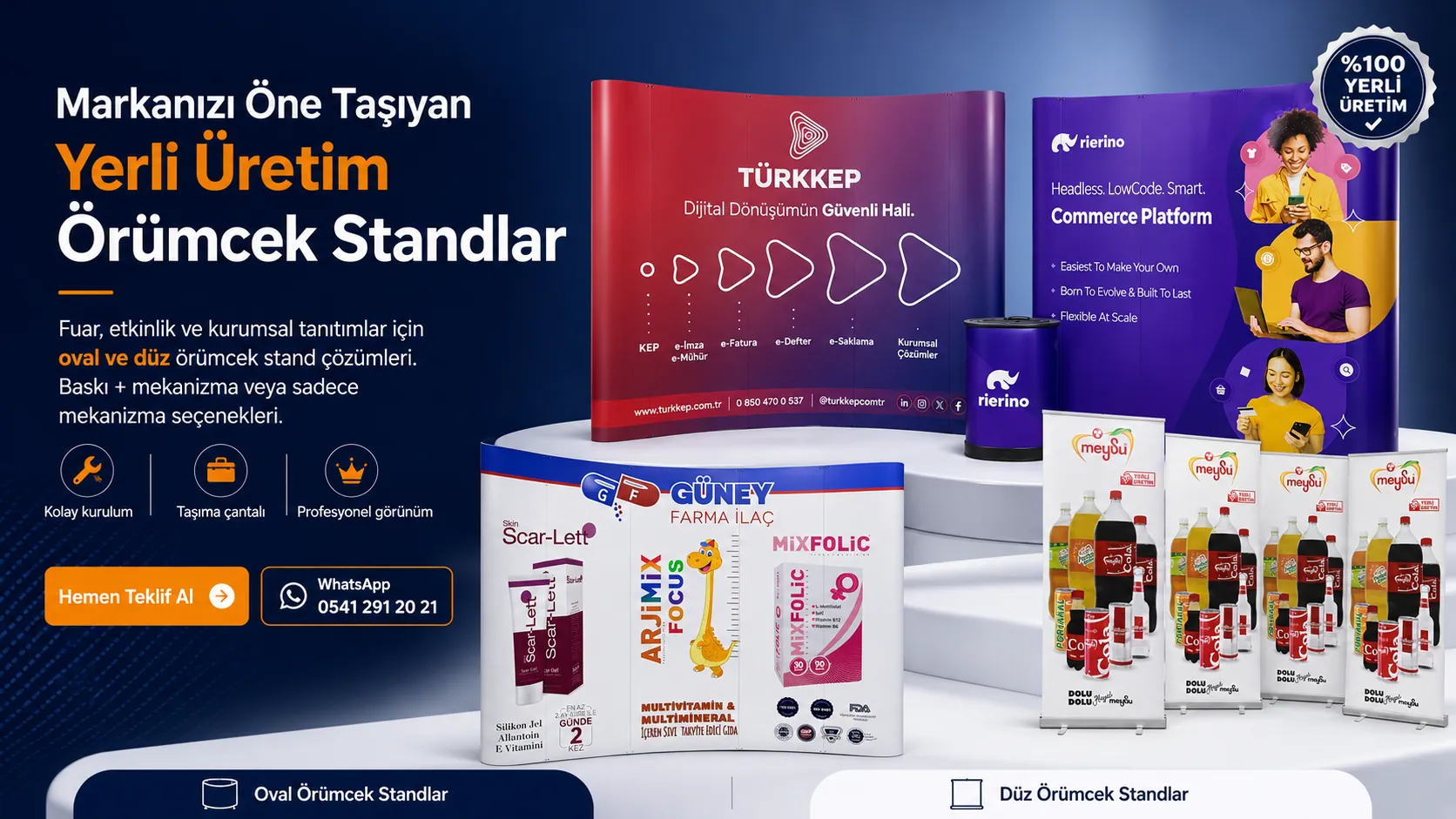 Fuar ve etkinliklerde kullanılan örümcek stand örneği
